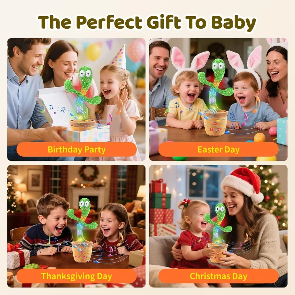 Talking Cactus Toys for Baby Dancing Singing Cactus Mimicking Toy with 120 English Songs Birthday Christmas Gifts for Kids