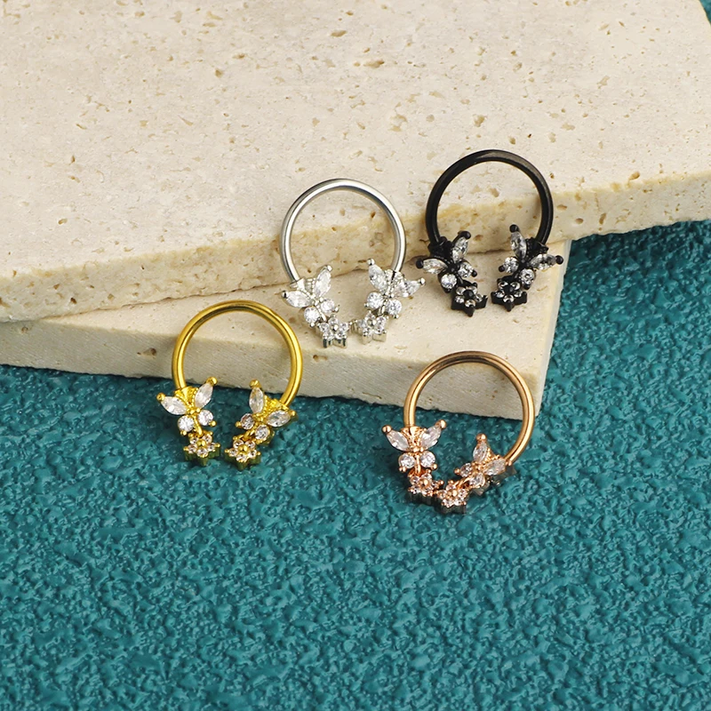 Septum Ring 16g Cute Septum Nose Rings Septum Daith Piercing Jewelry Septum Clicker horseshoe nose rings fake nose piercing cart