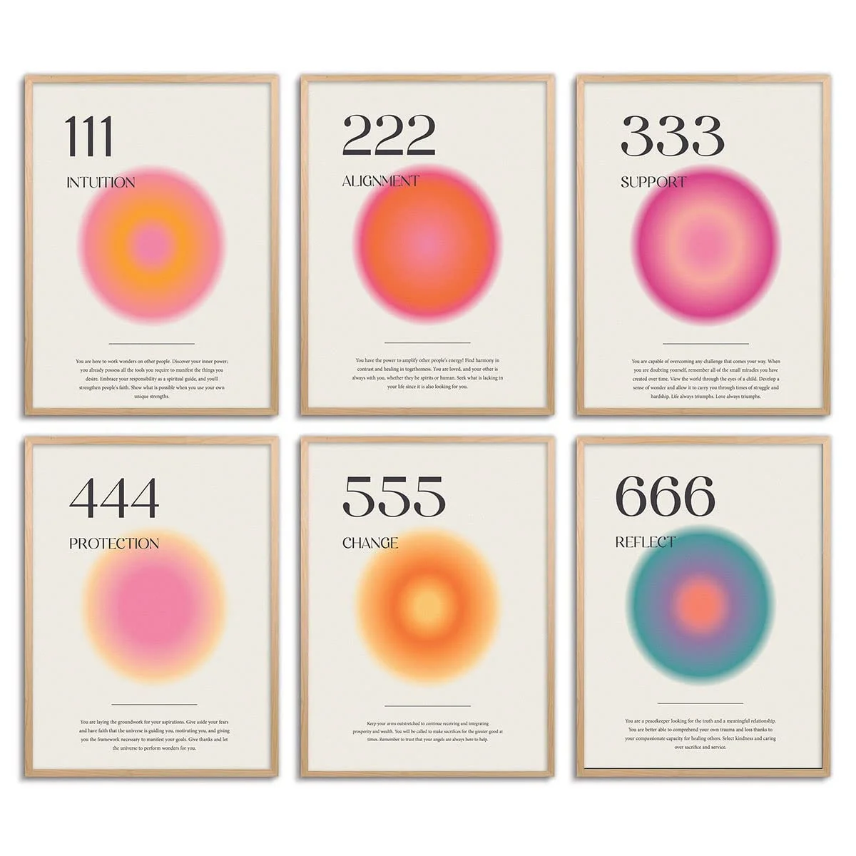 

Aura Angel Numbers Poster Sets of 6 for Room Colorful Halo Gradient Art Poster Canvas Core Wall Art Bedroom Aesthetic Decor