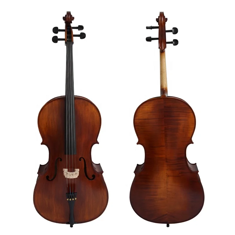 

Aiersi Red Brown Varnished professional solid cello with Ebony Parts High Grade Nice Flame Maple musical string instruments