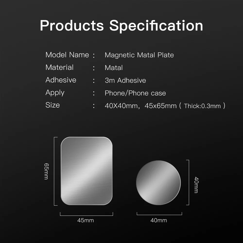 Thin Metal Plate Disk For Magnetic Car Phone Holder Iron Sheet Sticker Disk For Magnet Tablet Desk Phone Car Stand Mount Round