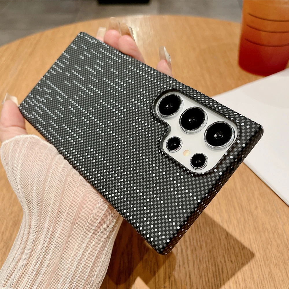 Carbonfaser-Kevlar-Muster Magnetische Handyhülle für Samsung S26 S25 S24 Plus S23 S22 Note 20 Ultra für Magsafe Matte Rückseite