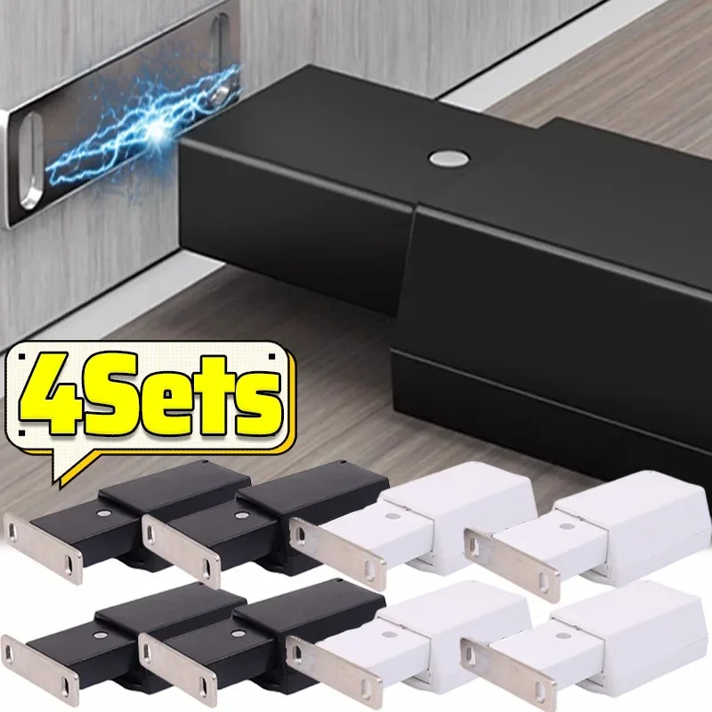 Magnetic Cabinet Catches 1/4set Door Bouncer Wardrobe Door Stops Heavy Duty Push Invisible Drawer Magnet Lock Hardware