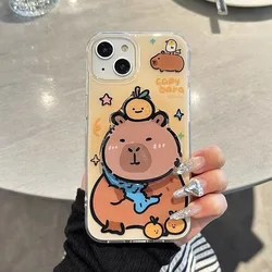 Capybara Cartoon Grip Tok Holder White Acrylic Phone Case - Samsung A52 (4G 5G) (1)