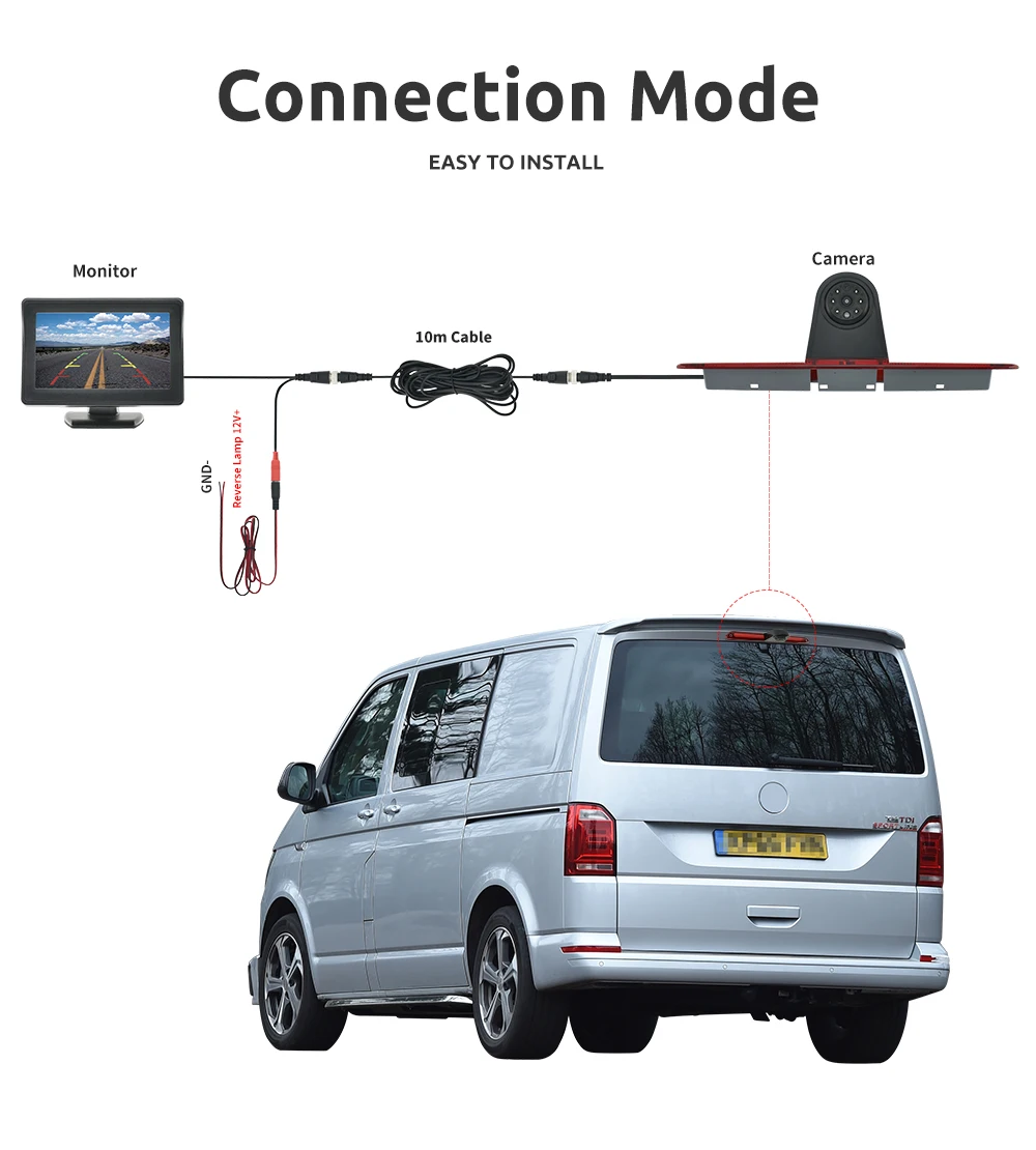 Auto Rückfahrkamera Bremslicht 4,3 Zoll Monitor für Mercedes-Benz Sprinter W906 | Volkswagen Crafter Caravelle T5/T6 – Detail 5