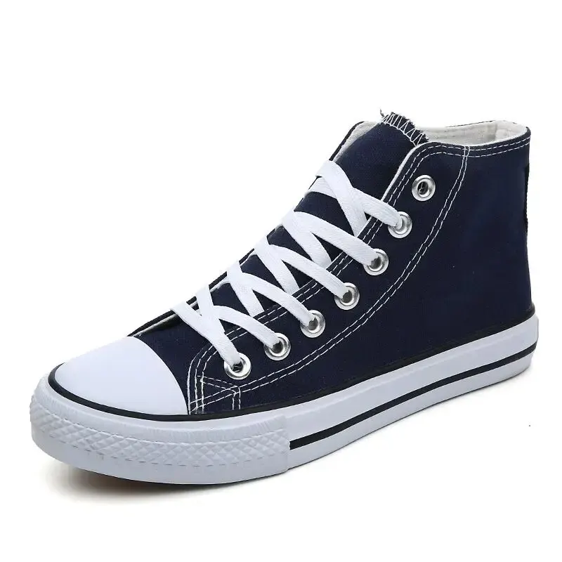 1pc Unisex Casual Simple Comfort Breathable Vulcanization Sneakers Lace-Up Canvas Trendy High Top Shoes