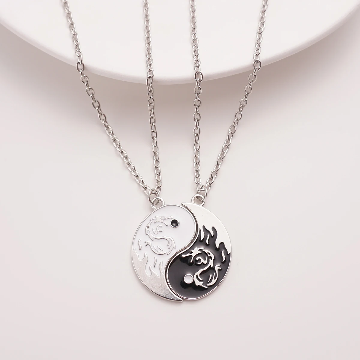 2 Pcs Dragon Tai Chi BFF Necklace for Women Adjustable Yin Yang  Friendship Necklace Best Friend Couple Necklace Jewelry Gift 4