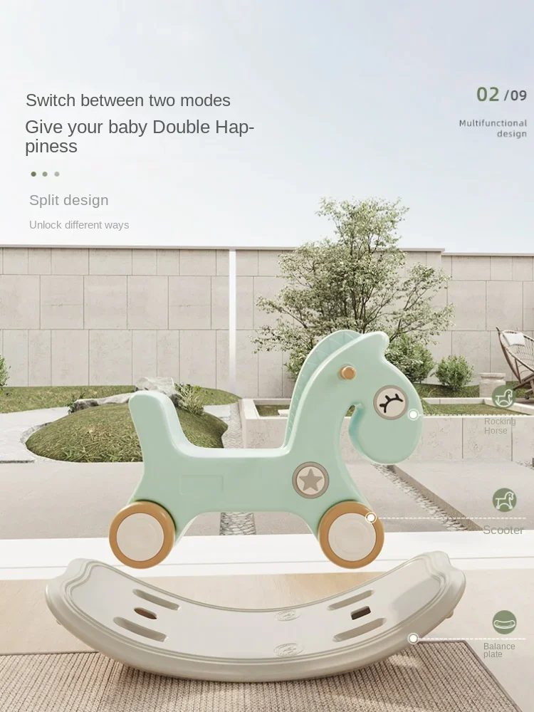 Children's Sliding Shaking Horse Fun Sound Baby Rocking Horse Birthday Gift 2 In 1 Dual-purpose Yo-yo Car Toy Firm Anti-rollover