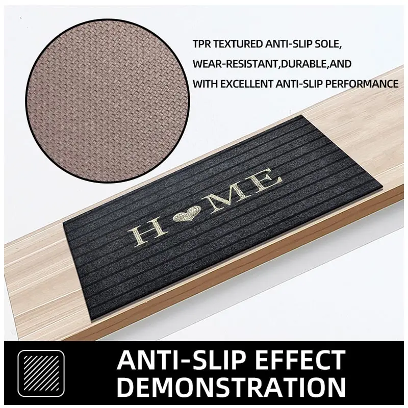Striped Door Mat - Machine Washable Soft Absorbent Floor Carpet for Bathroom Entrance