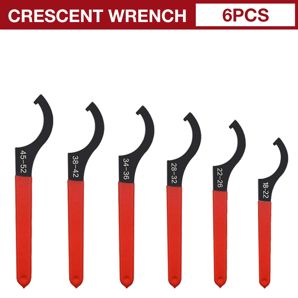 6PCS Coilover Shock Absorber Wrenches, Hook-Type Crescent Wrenches & Wrench Tools For Suspension And Shock Absorber Adjustments
