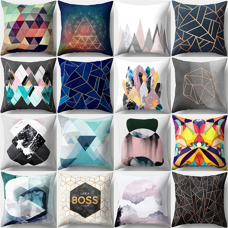 

45x45cm Line Colorful Geometric Abstract Landscape Pillowcase Bedroom Car Waist Decoration