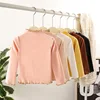 Autumn Children Girl Undershirt Cotton Solid Ruffle Collar Infant Baby Girl Pullovers Long Sleeve Soft High Quality Kid Girl Top 2