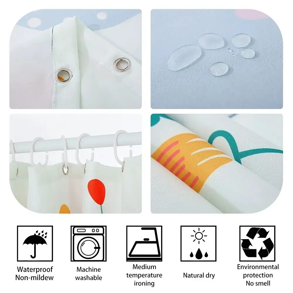 Rock-Gun Roses Bathroom Curtains for the Home Shower Shower Curtain Waterproof Folding Partition Accessories Bath Bedrooms Set 5