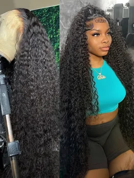 Burmese Raw 250% Density 30 inch 13x6 HD Lace Front Human Hair Wigs Deep Wave 13x4 Frontal Wigs Women Curly Glueless Closure Wig 1