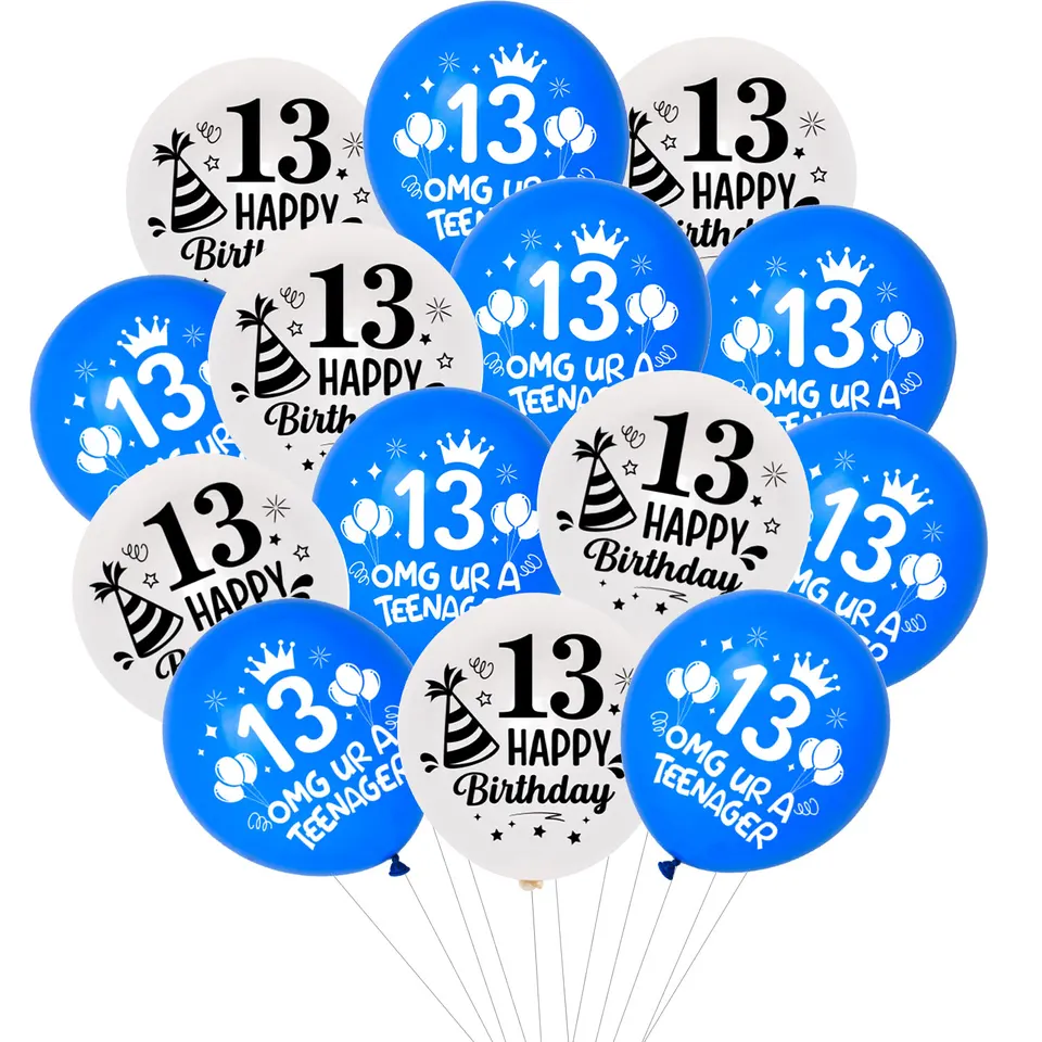 Pacco Decorazioni Compleanno 13 Anni Ragazzo – Palloncini, Striscioni E Topper Per Torta, Tema Blu