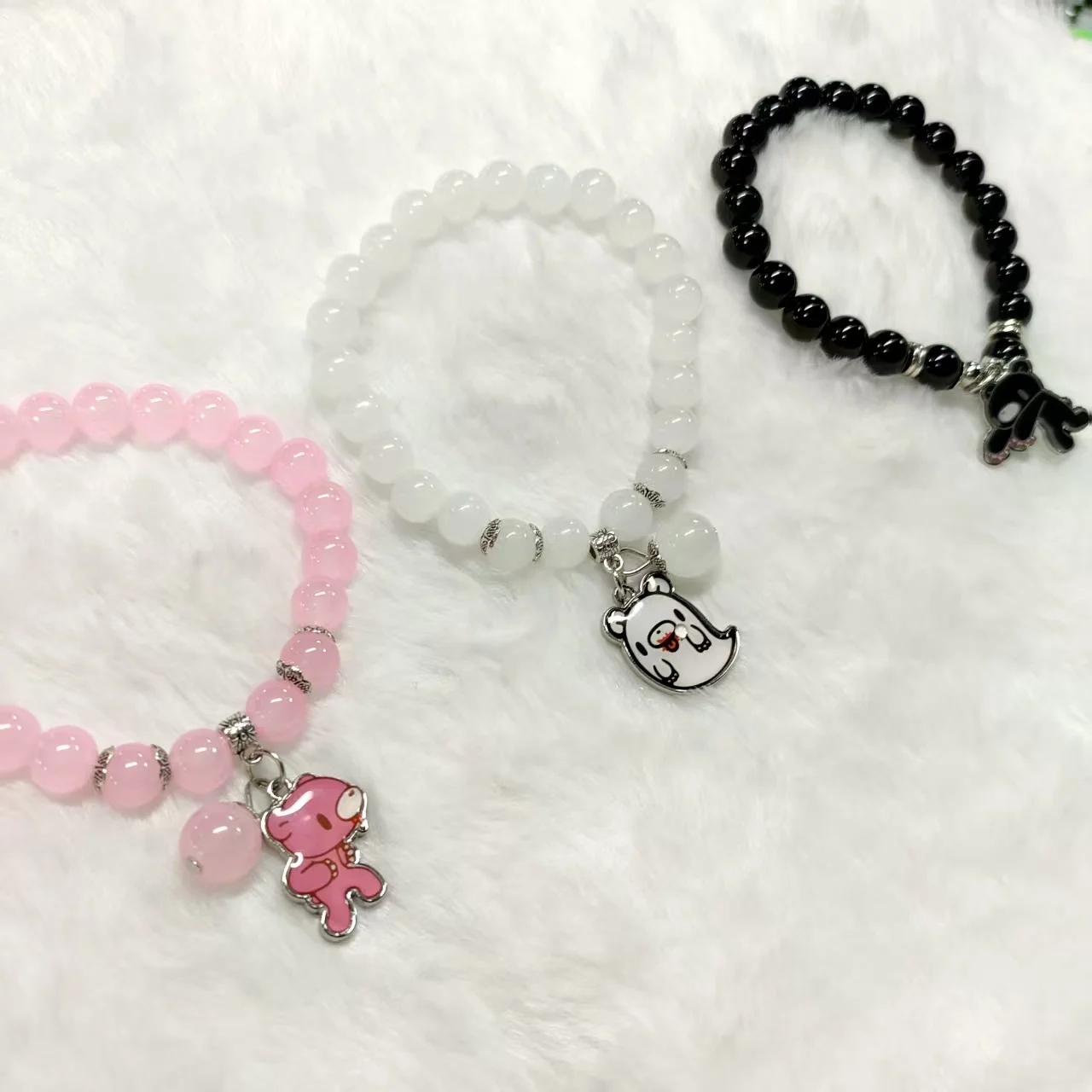 Chic Multi-Colored Beaded Bracelet with Adorable Bear Pendants