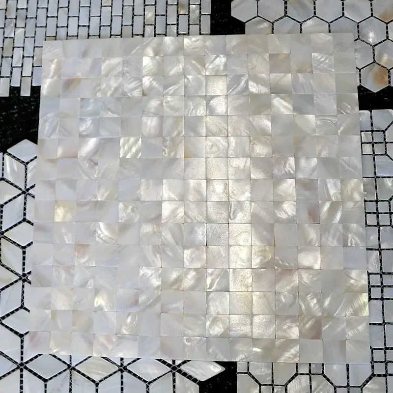 

Shell Mosaic Tile Natural White Mother of Pearl Wall Backsplash Bathroom Tiles sheet MOP191