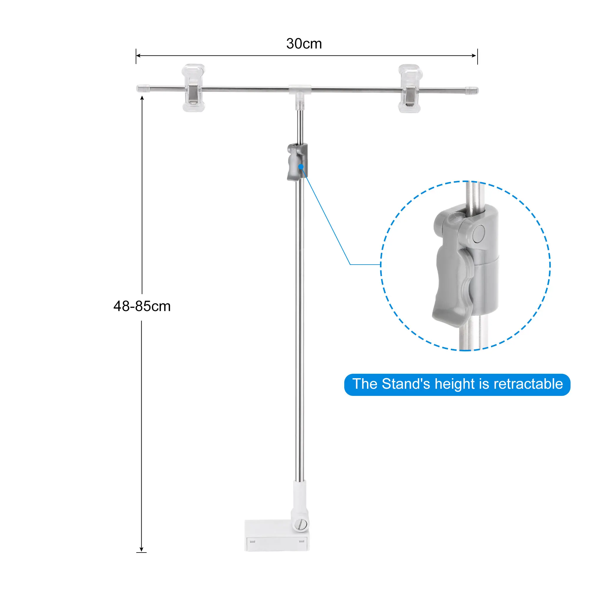 Uxcell L Shape Sign 2 Section Adjustable Advertising Stand, Desktop Stainless Steel Advertising Display Holder with Clip