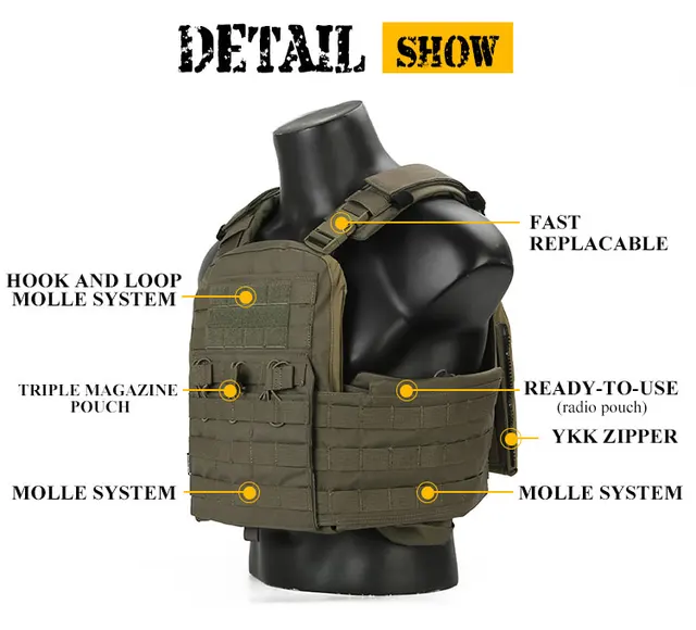 Emerson CP Style LV-MBAV Tactical Vest Hunting Shooting Airsoft Bulletproof  Vest Plate Carrier Molle Fits Chest Rig w/ Mag Pouch - AliExpress