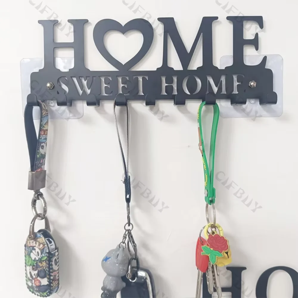 Metal Key Holder Hooks Wall Hanging Attractive Wall Mounted Coat Rack Home Wall Hanger Appropriate Iron Art Decor for Front Door 3