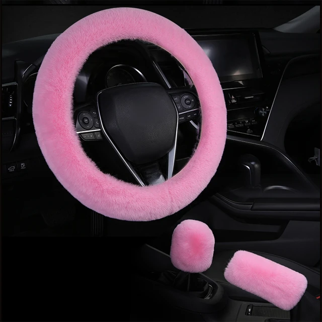 Housses universelles de volant de voiture en peluche, frein à main et housse  de vitesse en fausse fourrure, accessoires de voiture, hiver, ensemble de 3  pièces - AliExpress