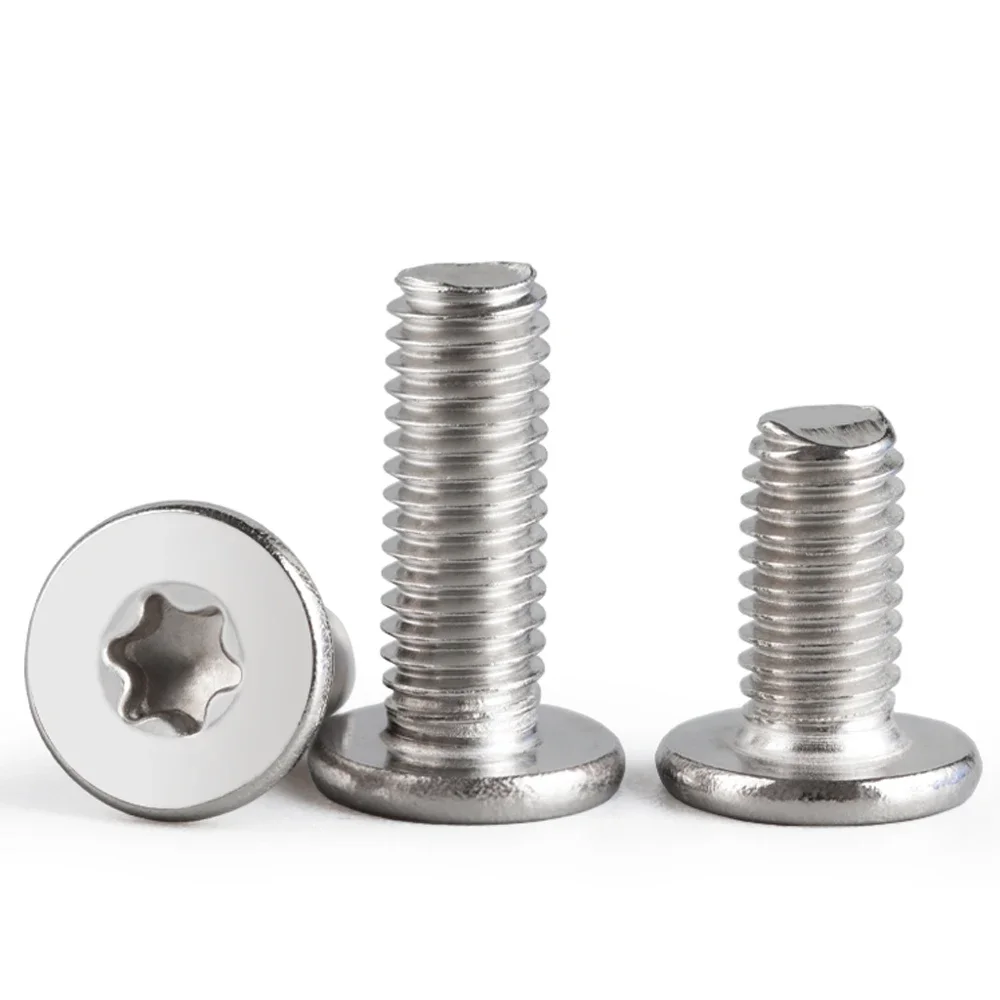 Six Lobe Torx Screw M1.6 M2 M2.5 M3 M4 M5 M6 M8 CM Ultra Thin Super Low Flat Wafer Head Screw 304 Stainless Steel Digital Bolt 10Pcs