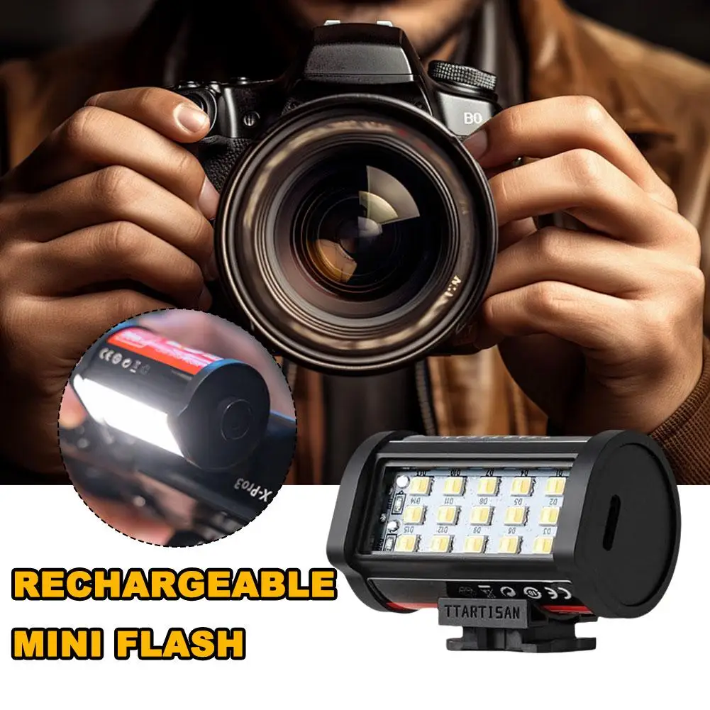 On Camera Flash Mini Magnetic Flash With Cold Shoe Mount For Shooting Fill Light Night Scene Lighting USB Rechargeable 3W Portable Camera Flash