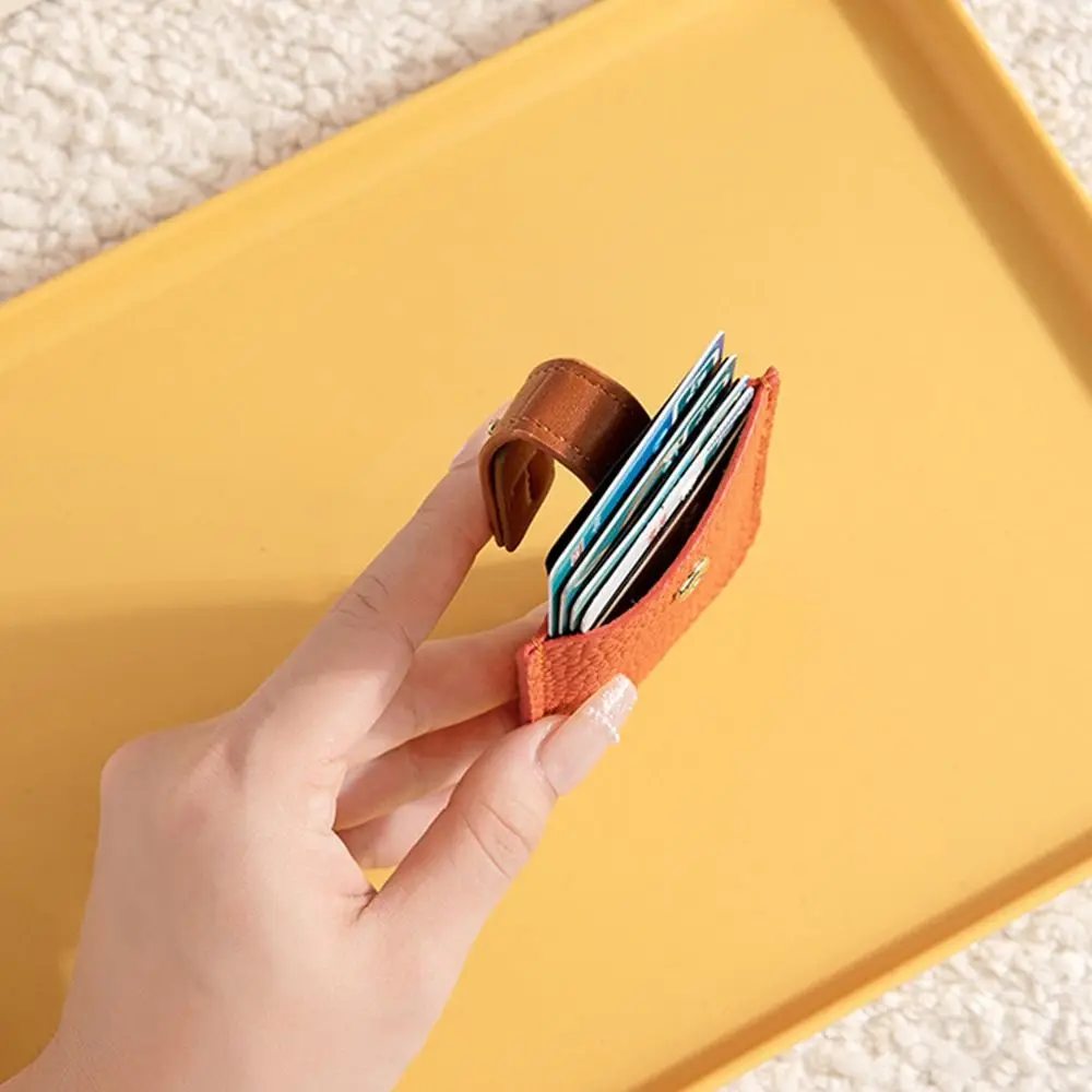 Pull-out Hasp Mini Card Bag Slim Cardholder Multi-Slot ID Card Holder Laminated Concealed PU Leather Purses Men