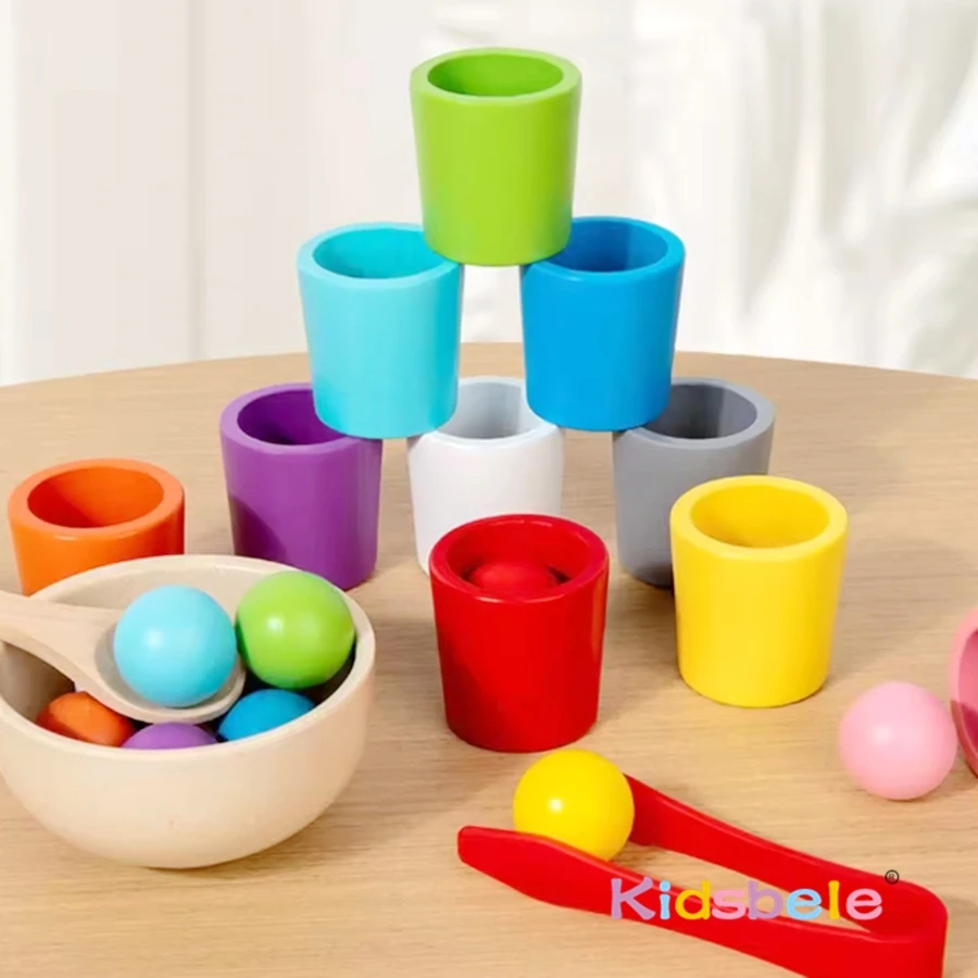 Jeu sensoriel montessori en bois pour tri et apprentissage bébé_voghion.com