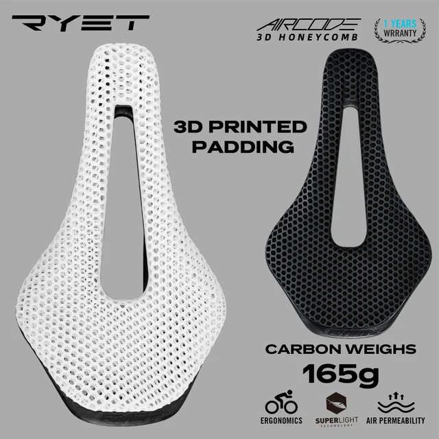 RYET 3D Printed Bicycle Saddle Ultralight Carbon Fiber Hollow Comfortable Breathable MTB Gravel Road bike Cycling Seat Parts 6