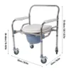 Mobile Potty Chair with Wheels Multifunctional Water Proof Non Slip Armrest Shower Wheelchair 5 Adjustable Heights for Bedside 6
