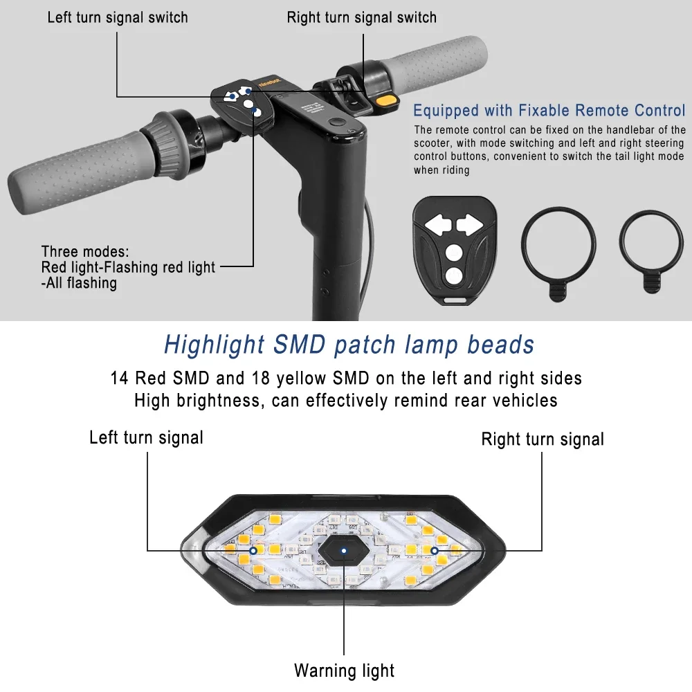E-Scooter-Lenkergriffe mit Blinker für Xiaomi M365/Pro Mi3 für Ninebot G30, Links-/Rechts-Blinker oder nur Rücklichtteile – Detail 13