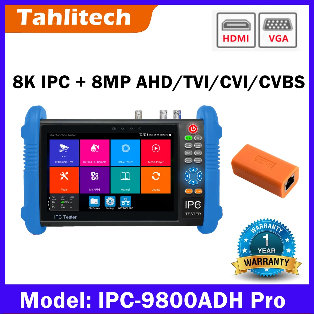 IPC-9800MOVTADHS Pro IPC Tester Support 8K IPC Camera And VGA 8MP AHD CVI TVI Test Wifi PTZ Cable Tester HDMI PoE CCTV Tester