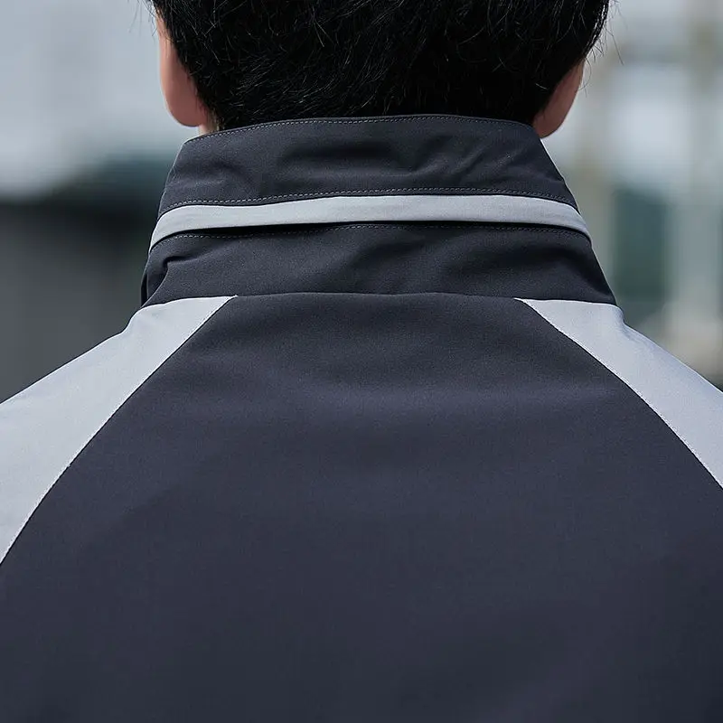 Spring Autumn Stand Collar Long Sleeve Jacket Man Zipper Contrast Color Patchwork Personality Cardigan Thin Style Out Streetwear