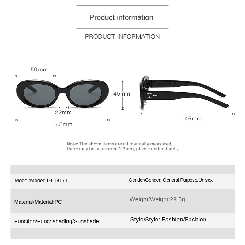Oval Sunglasses for Men Women Fashion Retro Brand Design Shades Eyewear Fishing
