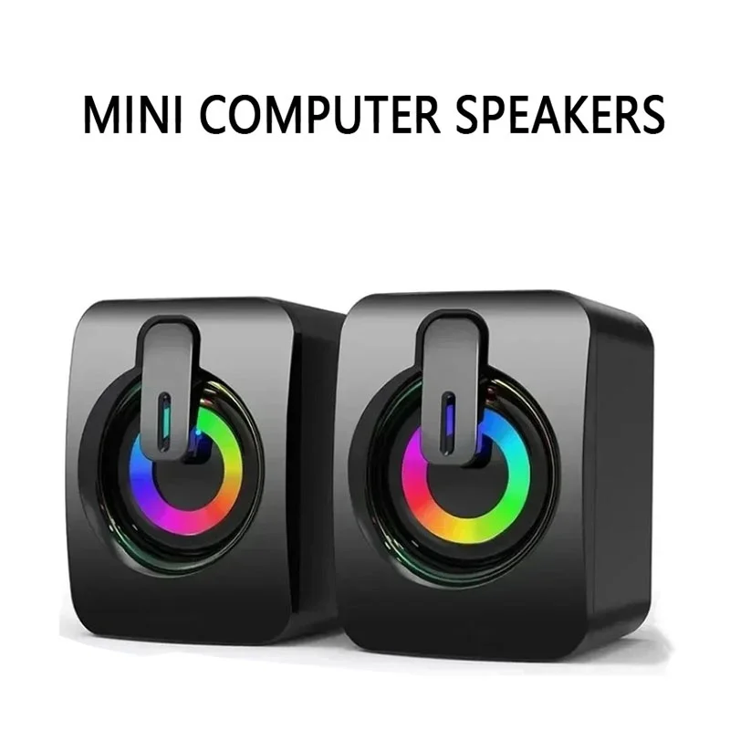 Mini Speakers Sound Box HIFI Stereo Microphone With LED Light Surround Music RGB Gaming Speaker For PC Laptops Computer_voghion.com