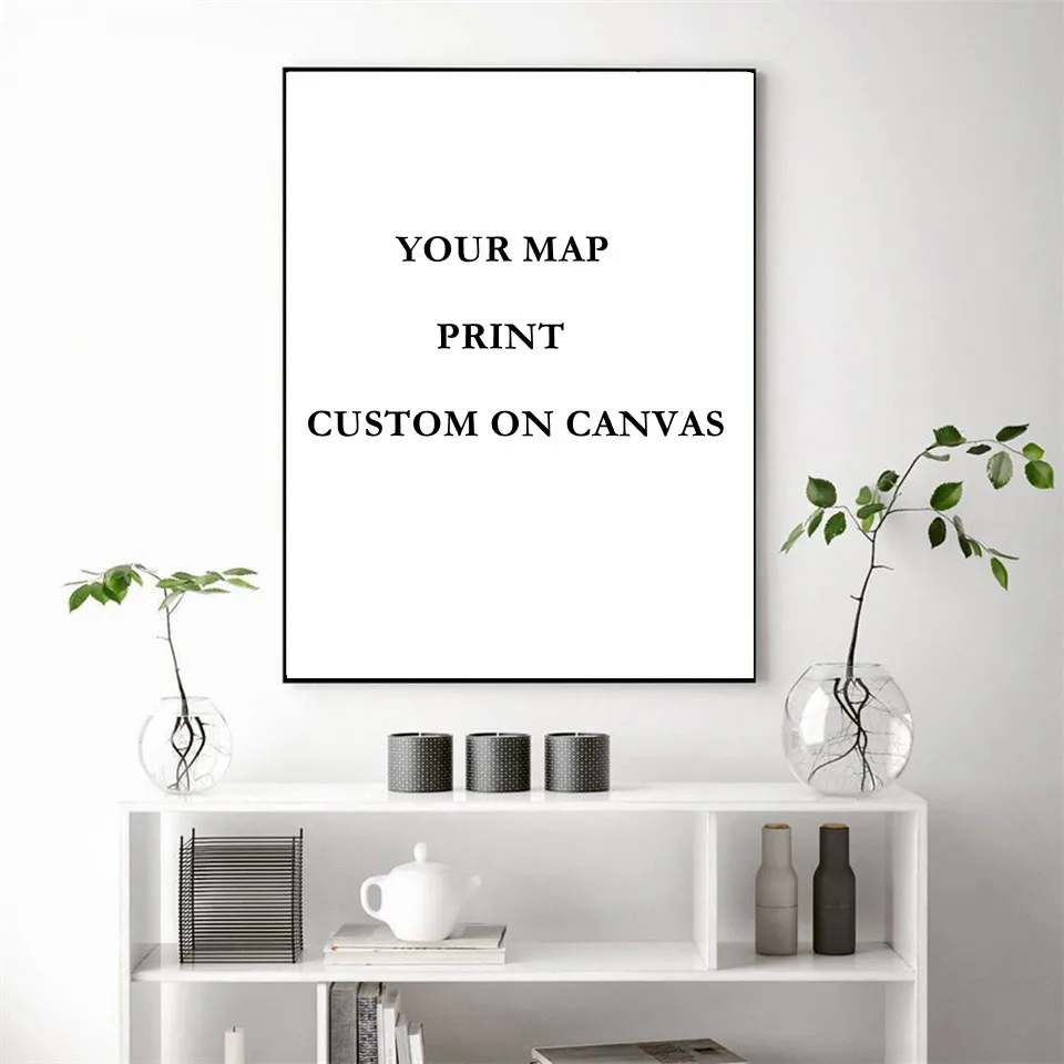 Mapa personalizado, acepta cualquier tipo de mapa, pintura en lienzo, Póster Artístico decorativo para pared, sala de estar, decoración del hogar, suministros escolares