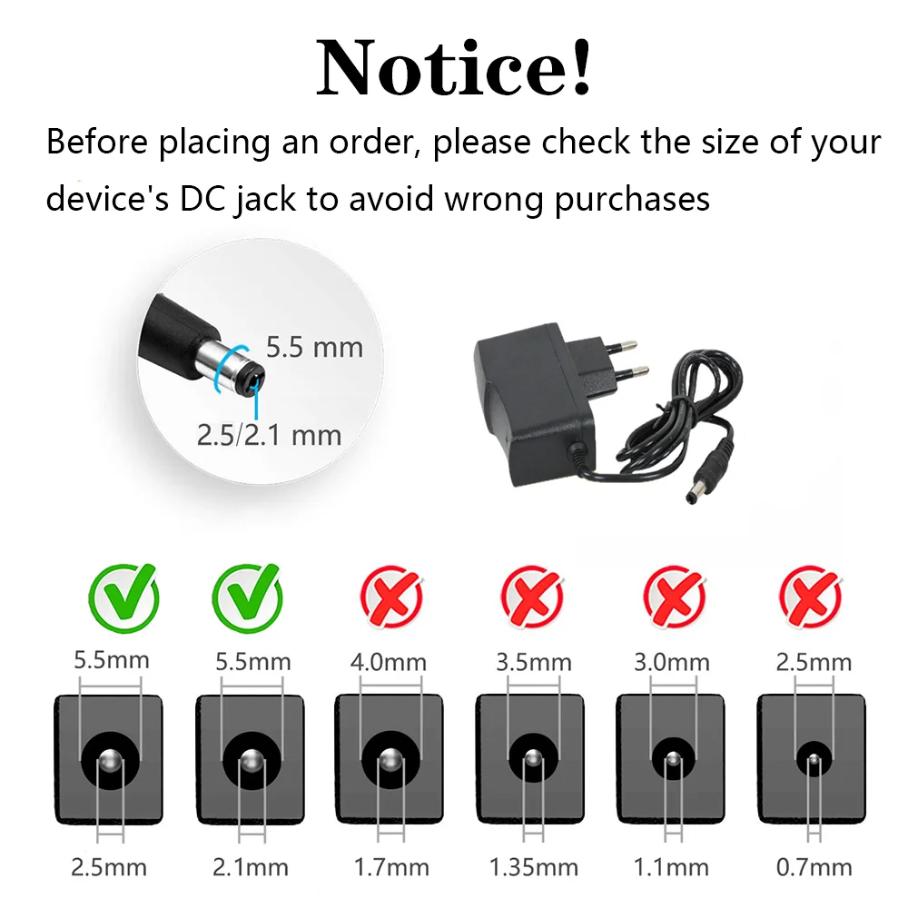 전원 공급 장치, 5V, 6V, 8V, 9V, 12V, 24 V, AC 110V, 220V-DC 5V, 12V, 24 V, 1A, 2A, 3A, 5, 12, 24 V, 볼트 어댑터 5.5m x 2.1mm-2.