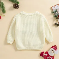 Baby Boy Girl Christmas Sweater Letter Embroidery Crew Neck Long Sleeve Pullover Knit Tops for Fall Winter Soft Skin-friendly 4