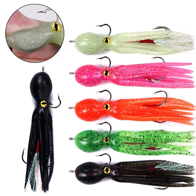 Bait Squid Fishing Lure Assist Hook 110mm Artificial Fishing Tackle  Saltwater Sea Lure Silicone Soft Squid