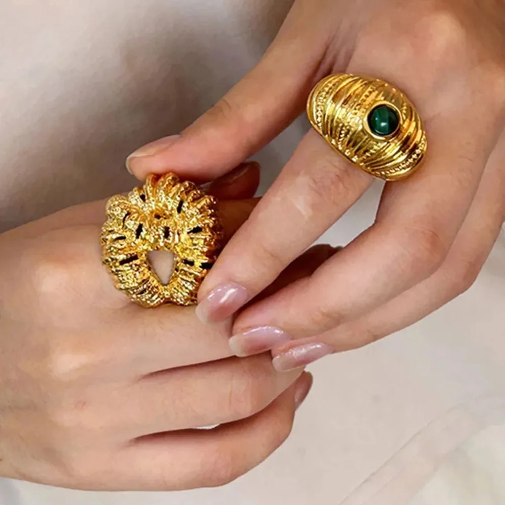 Anillo de nudo de latón vintage con piedra natural para mujer Vestes Novas