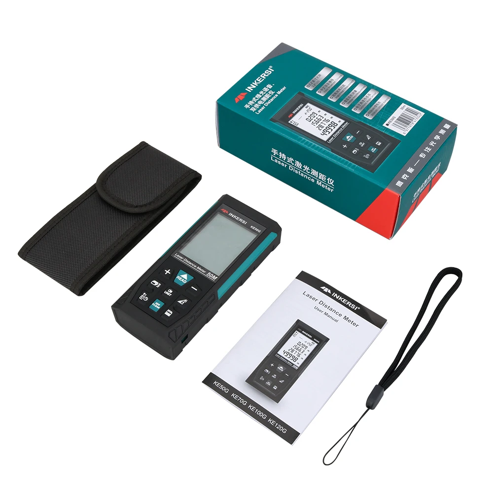 Laser Rangefinder Distance Meter INKERSI Laser Rangefinder Color LCD laser Distance Meter 120M 100M 80M 70M 50M Range Finder Digital Angle Ruler Measuring tape