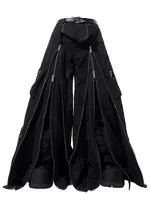 Mauroicardi printemps automne Cool noir Baggy jambe large Techwear pantalon pour hommes avec de nombreuses fermetures éclair vêtements de créateur de luxe Streetwear 1