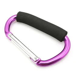 Heavy-Duty Aluminum Stroller Hook with Spring Snap and Carry Handle (Purple)