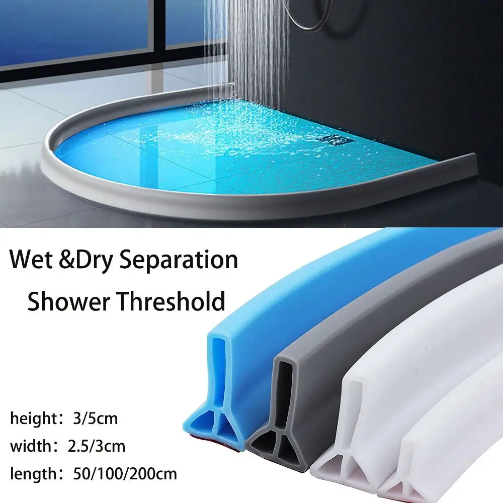 Silicone Shower Threshold Professional Wet Dry Separation Non-slip Self-Adhesive Water Stopper Sink
