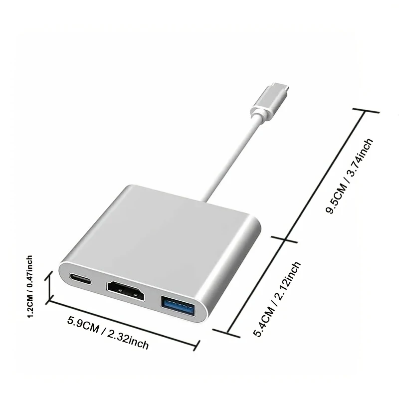 USB C HUB 3in1 نوع C 3.0 إلى محطة إرساء متوافقة مع...