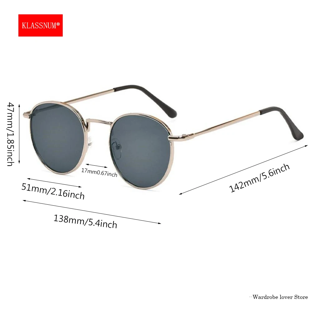 KLASSNUM Women's Sunglasses Small Round Frame Sun Glasses Retro Shades UV400 Protection Color Lens Men Black Green Eyepeice 2025 6