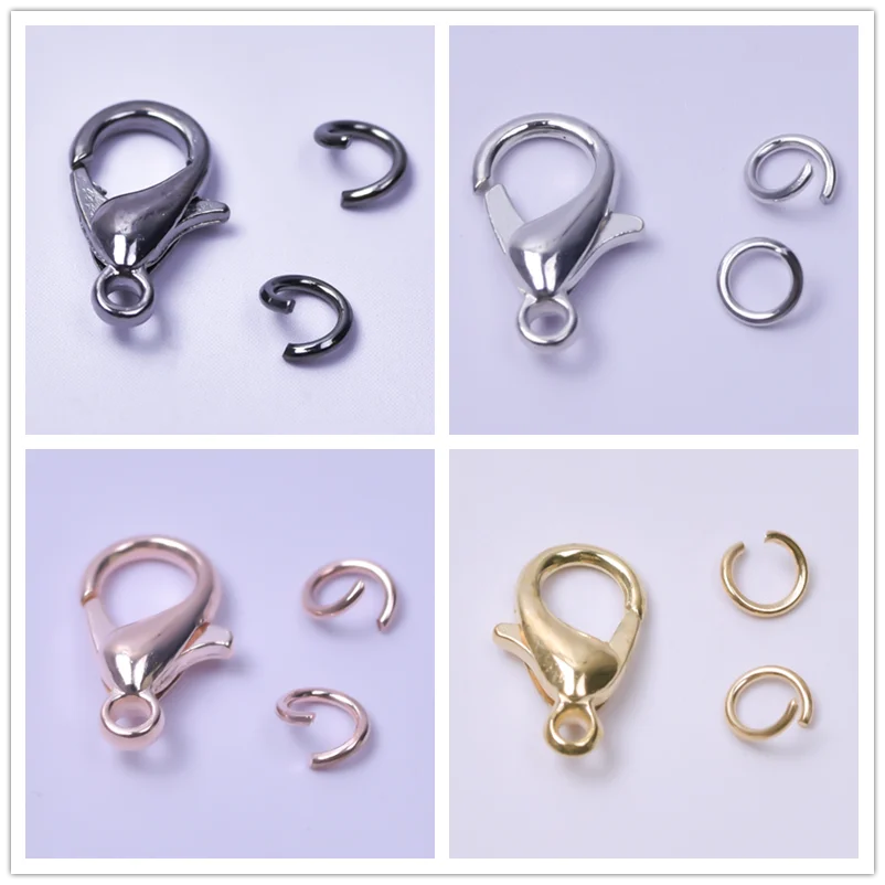 

200pcs/Lot 100pcs Lobster Clasps+100pcs Jump Rings DIY Jewelry Making Supplies Metal Accessories Wholesale Components Materials