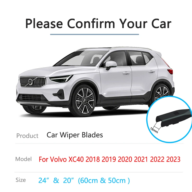 Volvo xc40 c40 2018〜2023用フロントおよびリアワイパーブレード