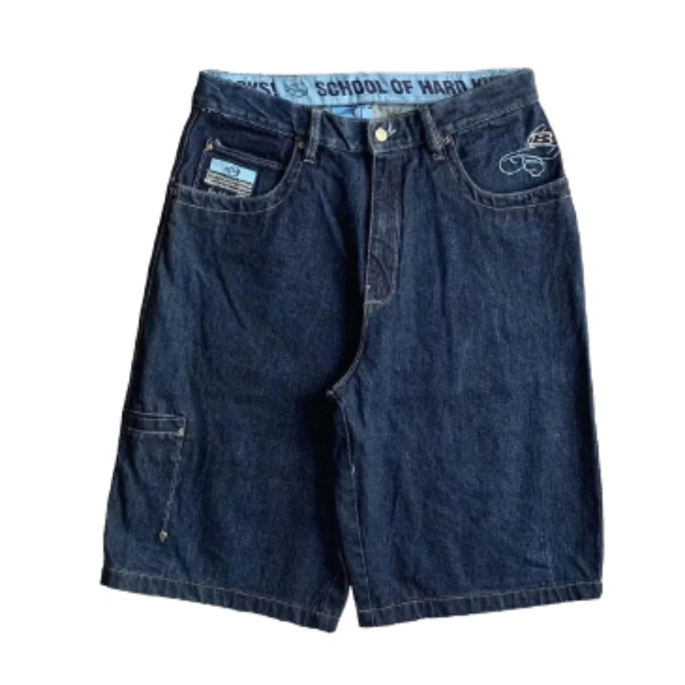 Streetwear Y2k Shorts Hip Hop Cartoon Graphic Embroidery Baggy Denim Gym Shorts Summer New Harajuku Gothic Men Basketball